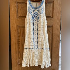 Macrame mini dress with zipper back